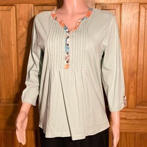 NWOT Blair 3/4 Sleeve Top Blouse Size L